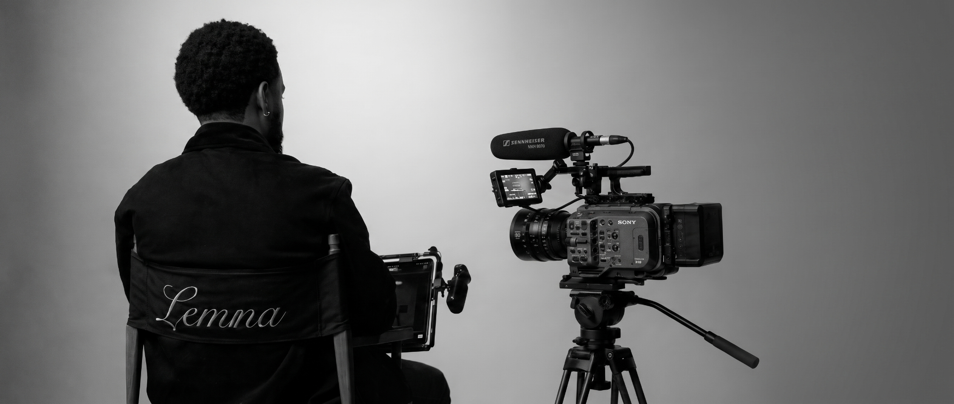 Robel Lemma on set behind a Sony cinema camera
